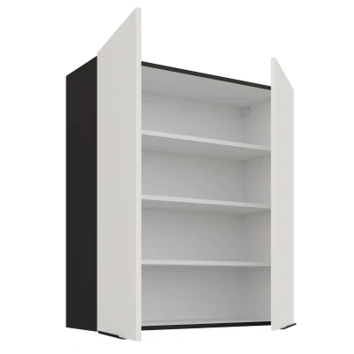 Vysoká horní skříňka LUNARA - šířka 80 cm, bílá / černá