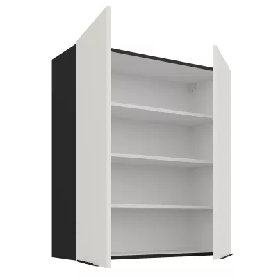 Vysoká horní skříňka LUNARA - šířka 80 cm, bílá / černá
