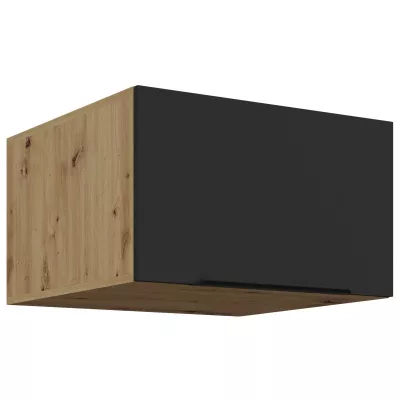 Horní hluboká skříňka s výklopnými dvířky LUNARA - šířka 60 cm, černá / dub artisan