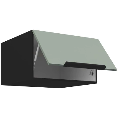 Horní hluboká skříňka s výklopnými dvířky LUNARA - šířka 60 cm, zelená / černá