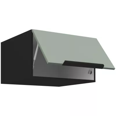 Horní hluboká skříňka s výklopnými dvířky LUNARA - šířka 60 cm, zelená / černá