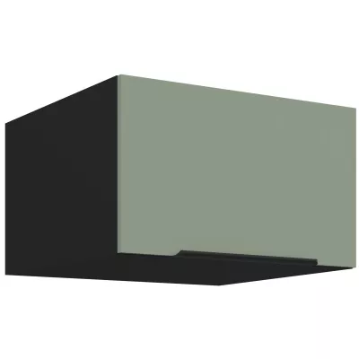 Horní hluboká skříňka s výklopnými dvířky LUNARA - šířka 60 cm, zelená / černá