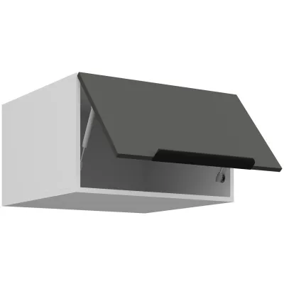 Horní hluboká skříňka s výklopnými dvířky LUNARA - šířka 60 cm, grafit / bílá