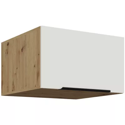 Horní hluboká skříňka s výklopnými dvířky LUNARA - šířka 60 cm, bílá / dub artisan