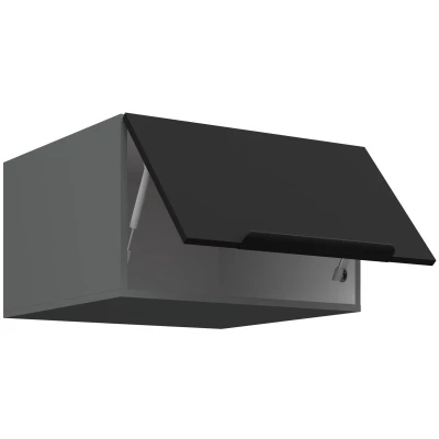 Horní hluboká skříňka s výklopnými dvířky LUNARA - šířka 60 cm, černá / antracit