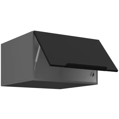 Horní hluboká skříňka s výklopnými dvířky LUNARA - šířka 60 cm, černá / antracit