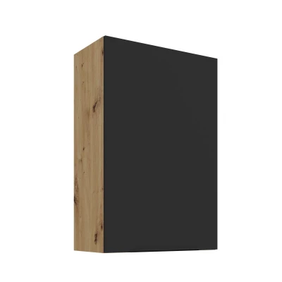 Vysoká horní skříňka LUNARA - šířka 60 cm, černá / dub artisan
