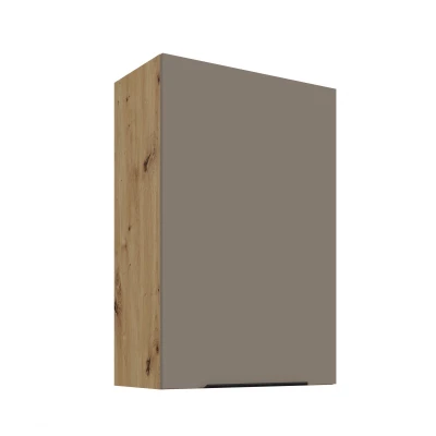 Vysoká horní skříňka LUNARA - šířka 60 cm, tmavě béžová / dub artisan