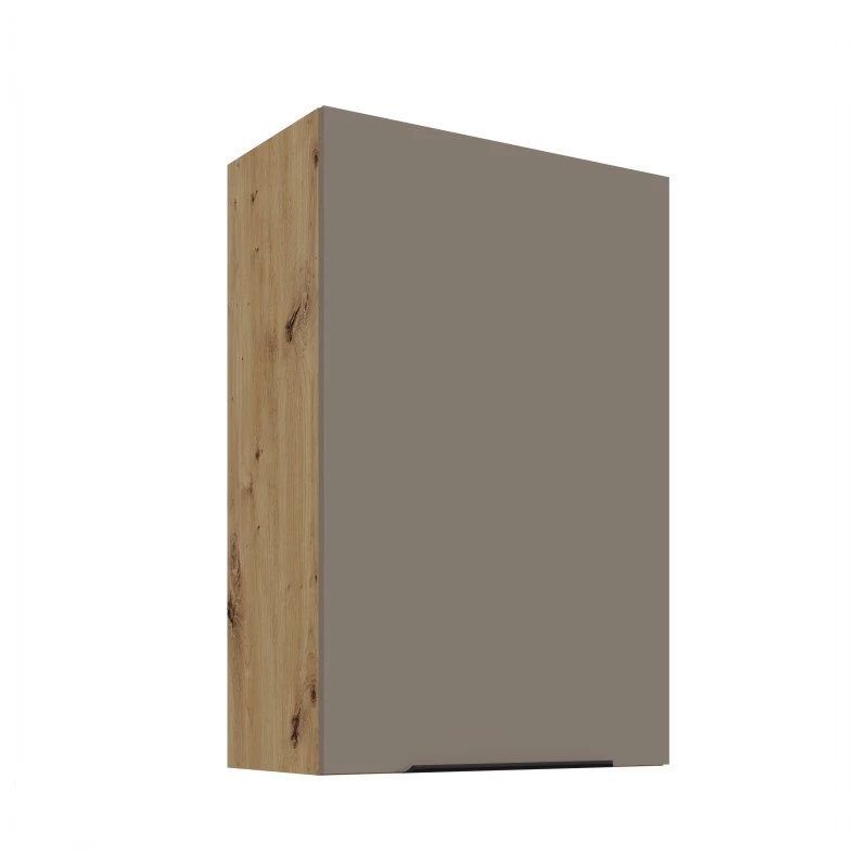Vysoká horní skříňka LUNARA - šířka 60 cm, tmavě béžová / dub artisan