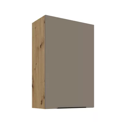 Vysoká horní skříňka LUNARA - šířka 60 cm, tmavě béžová / dub artisan