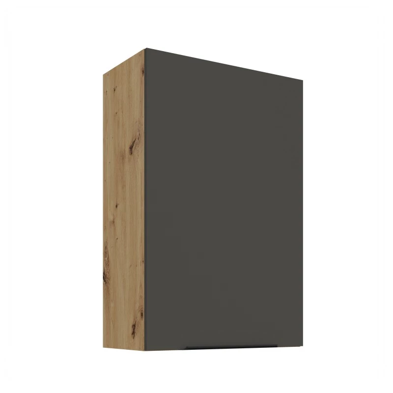 Vysoká horní skříňka LUNARA - šířka 60 cm, grafit / dub artisan
