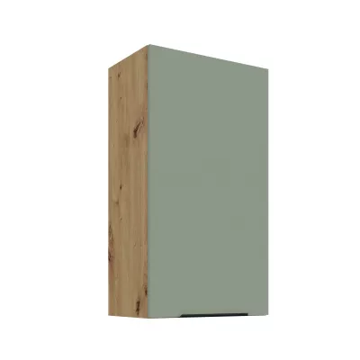 Vysoká horní skříňka LUNARA - šířka 50 cm, zelená / dub artisan