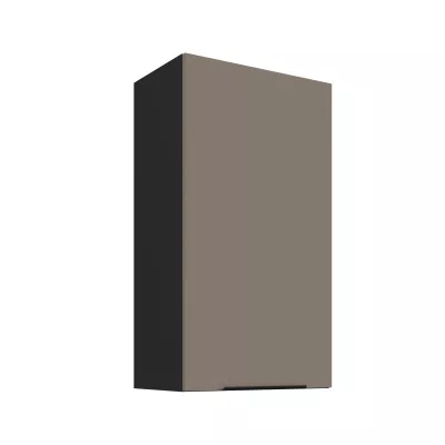 Vysoká horní skříňka LUNARA - šířka 50 cm, tmavě béžová / černá