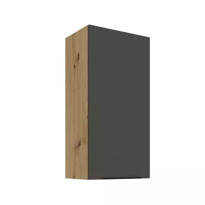 Vysoká horní skříňka LUNARA - šířka 45 cm, grafit / dub artisan