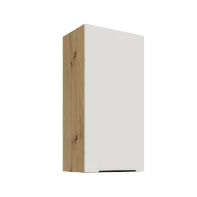Vysoká horní skříňka LUNARA - šířka 45 cm, bílá / dub artisan