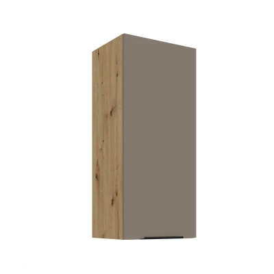 Vysoká horní skříňka LUNARA - šířka 40 cm, tmavě béžová / dub artisan