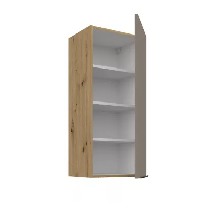Vysoká horní skříňka LUNARA - šířka 40 cm, tmavě béžová / dub artisan