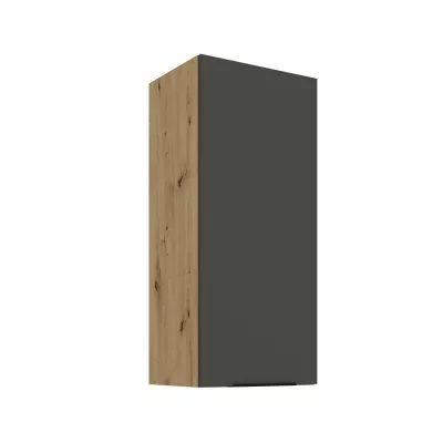 Vysoká horní skříňka LUNARA - šířka 40 cm, grafit / dub artisan