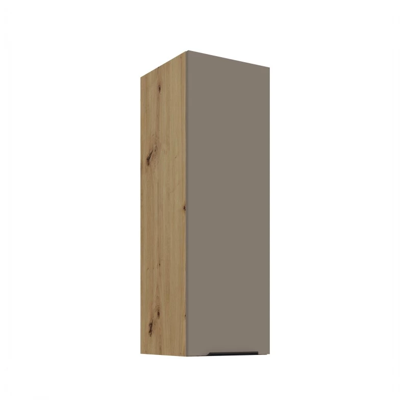 Vysoká horní skříňka LUNARA - šířka 30 cm, tmavě béžová / dub artisan