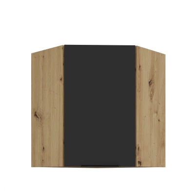 Horní rohová skříňka LUNARA 1 - 60x60 cm, černá / dub artisan