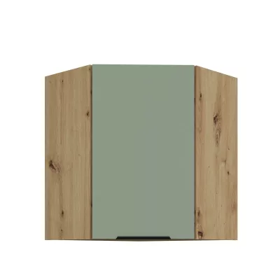 Horní rohová skříňka LUNARA 1 - 60x60 cm, zelená / dub artisan