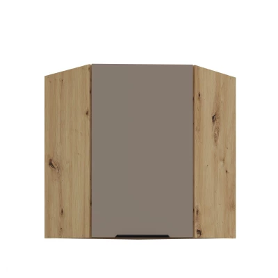 Horní rohová skříňka LUNARA 1 - 60x60 cm, tmavě béžová / dub artisan