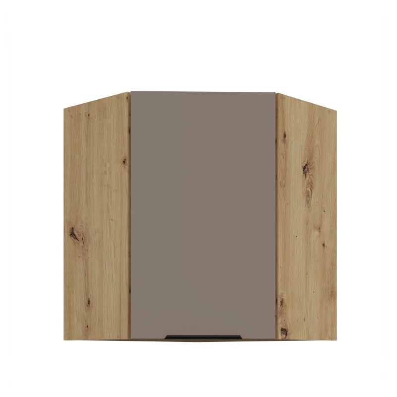 Horní rohová skříňka LUNARA 1 - 60x60 cm, tmavě béžová / dub artisan