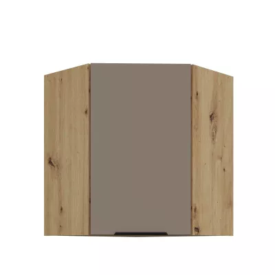 Horní rohová skříňka LUNARA 1 - 60x60 cm, tmavě béžová / dub artisan