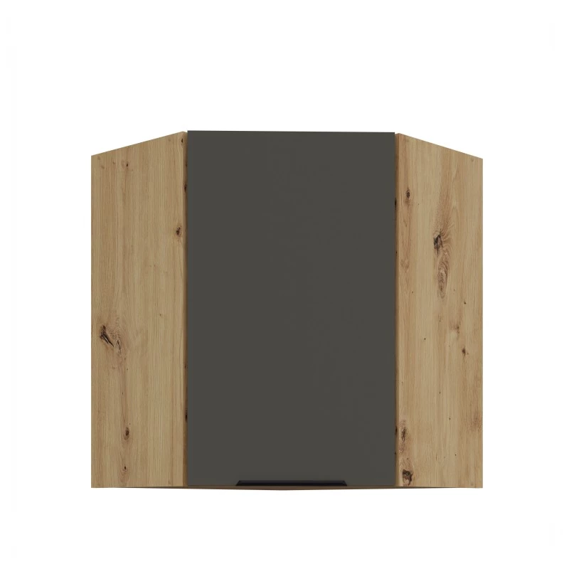 Horní rohová skříňka LUNARA 1 - 60x60 cm, grafit / dub artisan
