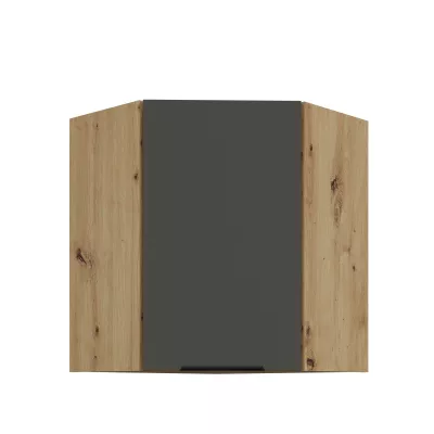Horní rohová skříňka LUNARA 1 - 60x60 cm, grafit / dub artisan