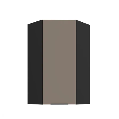 Vysoká horní rohová skříňka LUNARA 1 - 60x60 cm, tmavě béžová / černá