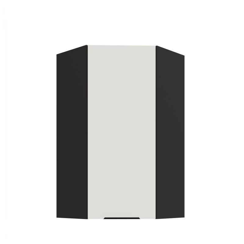 Vysoká horní rohová skříňka LUNARA 1 - 60x60 cm, bílá / černá