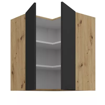 Horní rohová skříňka LUNARA 2 - 60x60 cm, černá / dub artisan