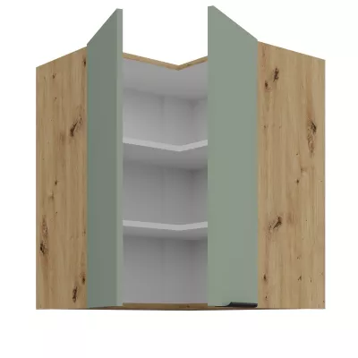 Horní rohová skříňka LUNARA 2 - 60x60 cm, zelená / dub artisan