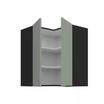 Horní rohová skříňka LUNARA 2 - 60x60 cm, zelená / černá