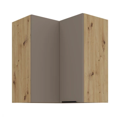 Horní rohová skříňka LUNARA 2 - 60x60 cm, tmavě béžová / dub artisan