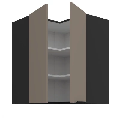 Horní rohová skříňka LUNARA 2 - 60x60 cm, tmavě béžová / černá