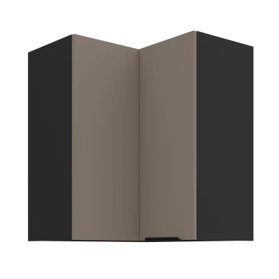 Horní rohová skříňka LUNARA 2 - 60x60 cm, tmavě béžová / černá