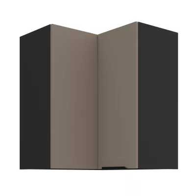 Horní rohová skříňka LUNARA 2 - 60x60 cm, tmavě béžová / černá