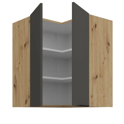 Horní rohová skříňka LUNARA 2 - 60x60 cm, grafit / dub artisan