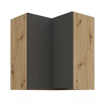 Horní rohová skříňka LUNARA 2 - 60x60 cm, grafit / dub artisan