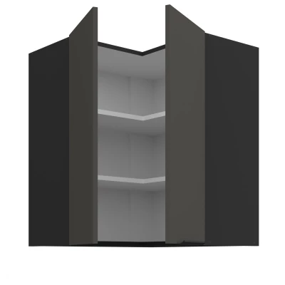 Horní rohová skříňka LUNARA 2 - 60x60 cm, grafit / černá