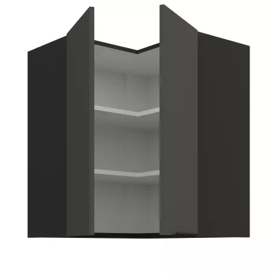 Horní rohová skříňka LUNARA 2 - 60x60 cm, grafit / černá
