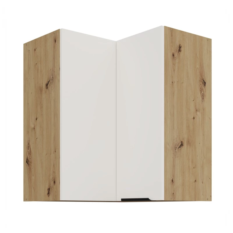 Horní rohová skříňka LUNARA 2 - 60x60 cm, bílá / dub artisan