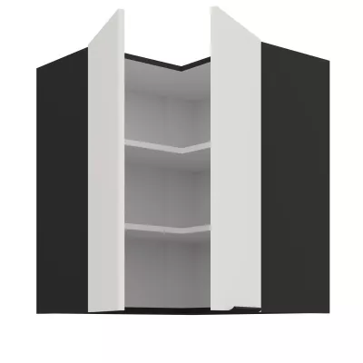 Horní rohová skříňka LUNARA 2 - 60x60 cm, bílá / černá