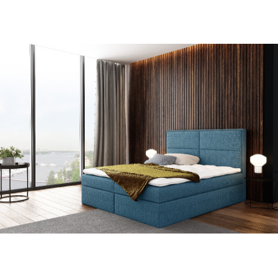 Dvojlůžková čalouněná postel Gery modrá 140 + topper zdarma