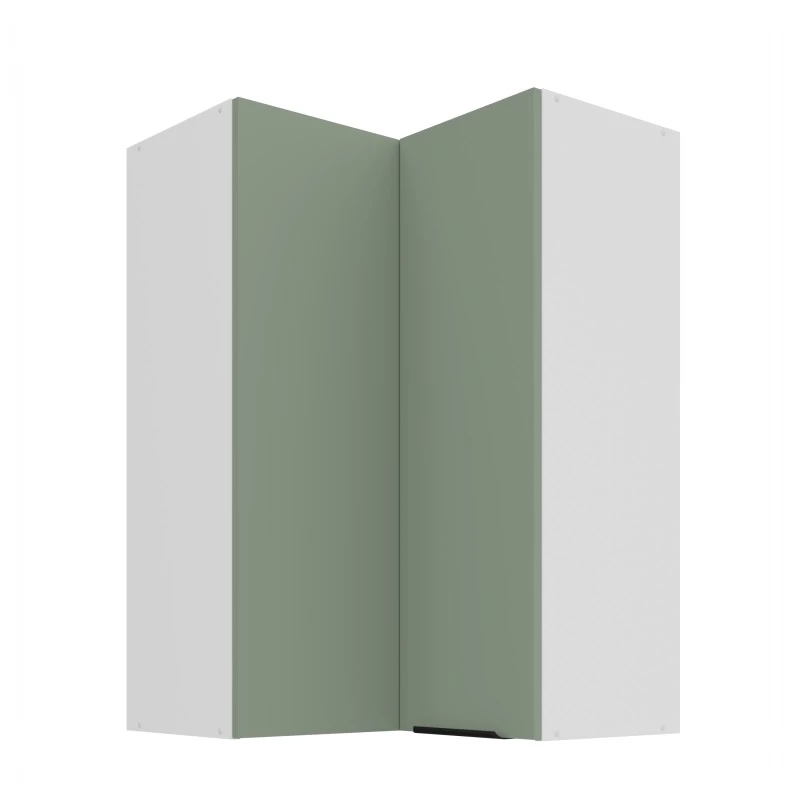 Vysoká rohová skříňka LUNARA 2 - 60x60 cm, zelená / bílá