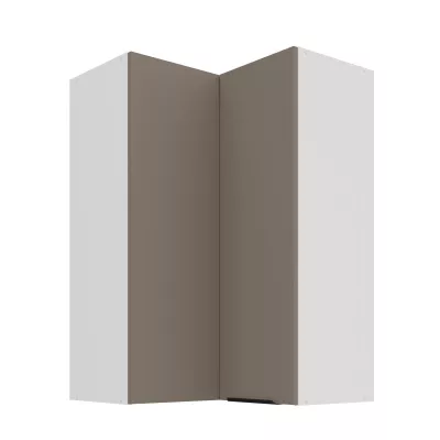 Vysoká rohová skříňka LUNARA 2 - 60x60 cm, tmavě béžová / bílá