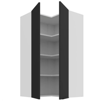 Vysoká horní rohová skříňka LUNARA 2 - 60x60 cm, černá / bílá