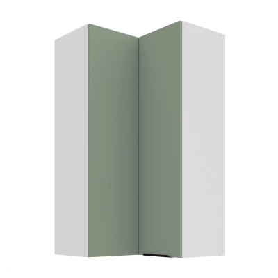 Vysoká horní rohová skříňka LUNARA 2 - 60x60 cm, zelená / bílá